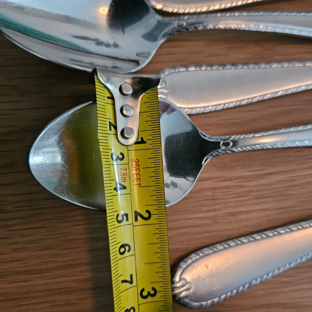 Set‎ of 6 spoons beaded rope edge pattern silvertone